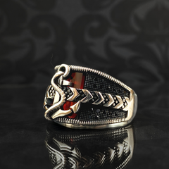 Red Anchor Sailor 925 Silver Men Ring