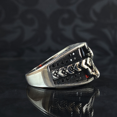 Red Anchor Sailor 925 Silver Men Ring