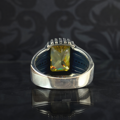 Natural Citrine Stone 925 Sterling Silver Men Handmade Ring