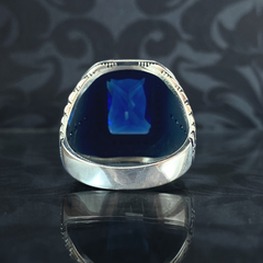 925 Sterling Silver Sapphire Gemstone Men Ring