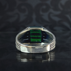 Green Emerald Stone 925 Solid Silver Men Ring