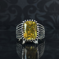 Natural Citrine Stone 925 Sterling Silver Men Handmade Ring