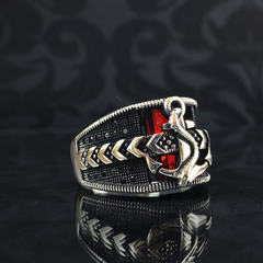 Red Anchor Sailor 925 Silver Men Ring