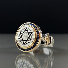 Round Seal Of Solomon Star Of David Vintage 925 Solid Silver Ring