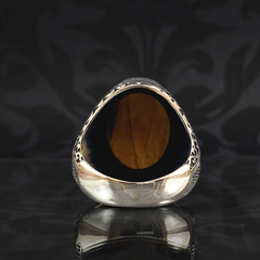 Brown Tiger Eye Stone 925 Sterling Silver Men Handmade Ring