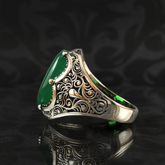 Green Agate Gemstone 925 Solid Silver Men Handmade Ring