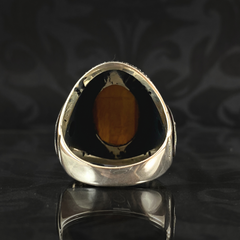 Brown Tiger Eye Stone 925 Solid Silver Men Handmade Ring