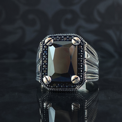 Black Onyx Gemstone 925 Sterling Silver Men Ring