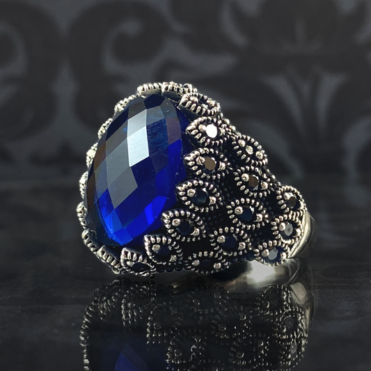 Sapphire Stone 925 Sterling Silver Men Handmade Ring