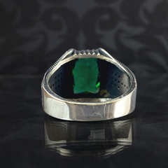 Men Handmade Green Emerald Stone 925 Sterling Silver Ring