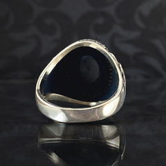 Onyx Mosque Black Stone 925 Sterling Silver Men Muslim Ring