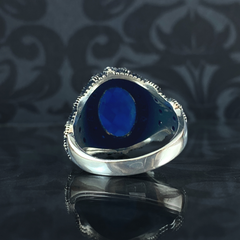 Sapphire Stone 925 Sterling Silver Men Handmade Ring