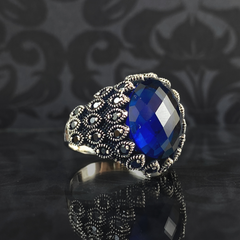 Sapphire Stone 925 Sterling Silver Men Handmade Ring