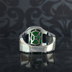 Anillo de plata maciza de piedra esmeralda 925, anillo de piedra preciosa esmeralda verde 