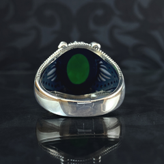 Green Emerald Stone 925 Solid Silver Men Ring