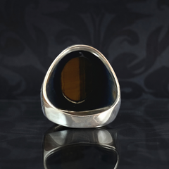 Brown Tiger Eye Stone 925 Sterling Silver Men Handmade Ring