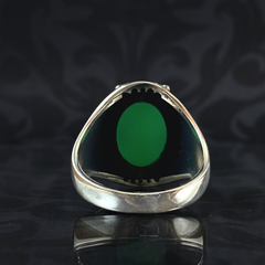 Anillo de plata maciza de piedra esmeralda 925, anillo de piedra preciosa esmeralda verde 