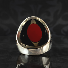 Phoenix Red 925 Silver Men Gemstone Ring