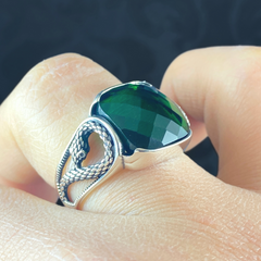 Emerald Gemstone 925 Solid Silver Men Handmade Ring