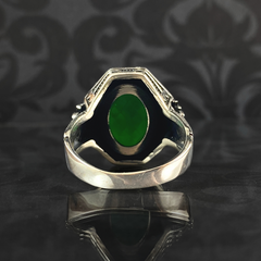 Anillo de plata maciza de piedra esmeralda 925, anillo de piedra preciosa esmeralda verde 