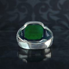 Emerald Gemstone 925 Solid Silver Men Handmade Ring