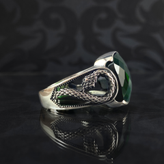 Emerald Gemstone 925 Solid Silver Men Handmade Ring