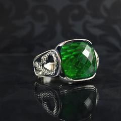 Emerald Gemstone 925 Solid Silver Men Handmade Ring