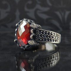 Red Ruby Stone 925 Sterling Silver Men Handmade Ring