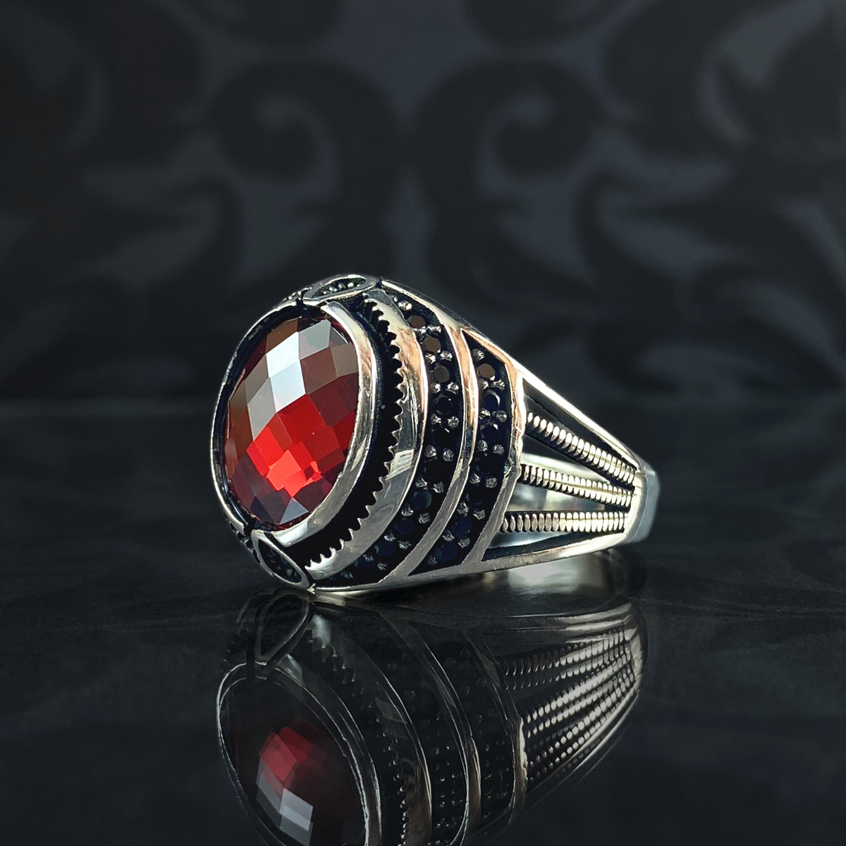 Red Ruby Gemstone 925 Sterling Silver Men Handmade Minimalist Ring