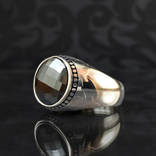 Classic Black Onyx Stone 925 Sterling Silver Men Ring