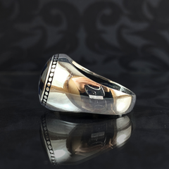 Classic Black Onyx Stone 925 Sterling Silver Men Ring