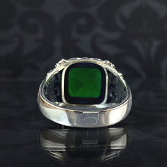 Emerald Gemstone 925 Sterling Silver Men Handmade Ring