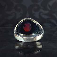 Red Ruby Gemstone 925 Sterling Silver Men Handmade Minimalist Ring