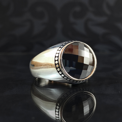 Classic Black Onyx Stone 925 Sterling Silver Men Ring