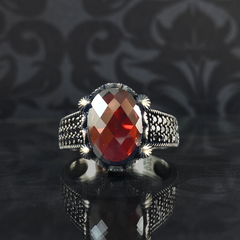 Red Ruby Stone 925 Sterling Silver Men Handmade Ring