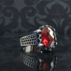 Red Ruby Stone 925 Sterling Silver Men Handmade Ring