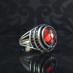 Red Ruby Gemstone 925 Sterling Silver Men Handmade Minimalist Ring