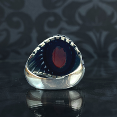 Ruby Stone 925 Sterling Silver Men Red Ring