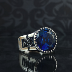 Sapphire Gemstone 925 Sterling Silver Men Handmade Ring