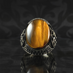 Brown Tiger Eye Stone 925 Solid Silver Men Handmade Ring