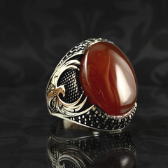 Phoenix Red 925 Silver Men Gemstone Ring