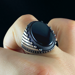 Black Onyx Stone 925 Sterling Silver Men Handmade Ring