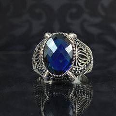 Sapphire Gemstone 925 Sterling Silver Men Ring