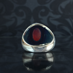 925 Sterling Silver Men Handmade Red Ruby Ring