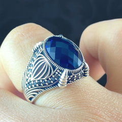 Sapphire Gemstone 925 Sterling Silver Men Ring