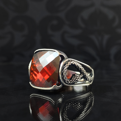 Red Ruby Stone 925 Sterling Silver Men Handmade Turkish Ring