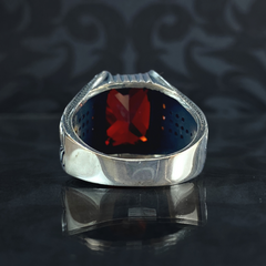 Red Ruby Stone 925 Sterling Silver Men Ring