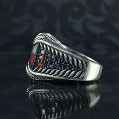 Red Ruby Stone 925 Sterling Silver Men Ring