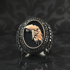 Angry Eagşe 925 Sterling Silver Men Large Ring