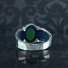 Green Emerald Stone 925 Sterling Silver Men Handmade Ring